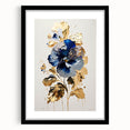 Luxury Blue & Gold Floral Wall Art – Modern Living Room Canvas