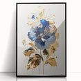 Luxury Blue & Gold Floral Wall Art – Modern Living Room Canvas