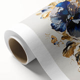 Luxury Blue & Gold Floral Wall Art – Modern Living Room Canvas