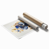 Luxury Blue & Gold Floral Wall Art – Modern Living Room Canvas