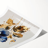 Luxury Blue & Gold Floral Wall Art – Modern Living Room Canvas