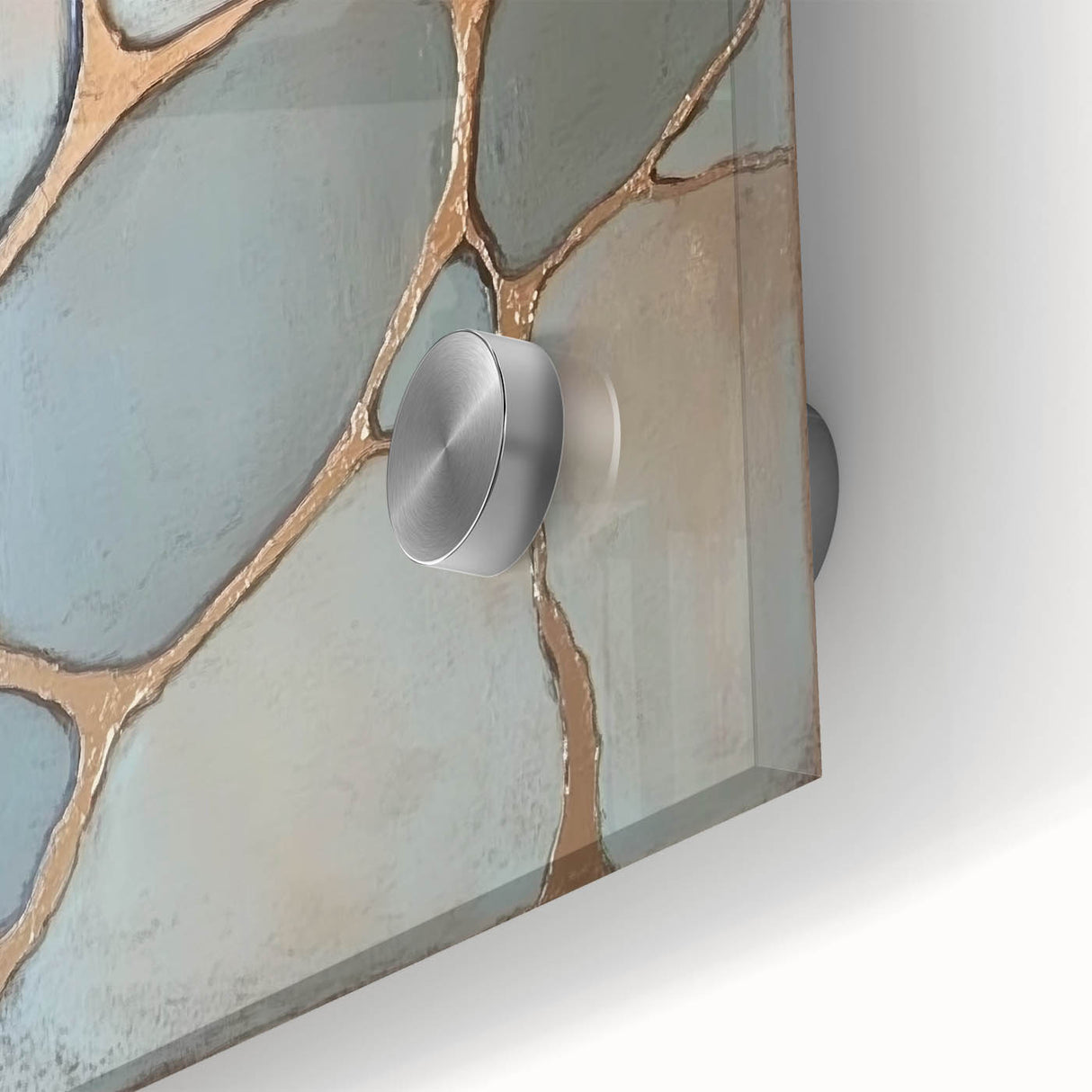 Close-up of an abstract geometric acrylic glass design showcasing vibrant colors and intricate patterns, ideal for modern decor and artistic displays.