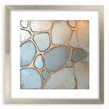 Abstract geometric frame in silver with a mat, showcasing a modern front view design, perfect for contemporary home decor. Ideal for enhancing any living space.