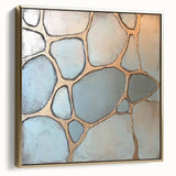 Abstract geometric framed canvas art showcasing a blend of silver and gold tones, featuring sharp lines and shapes, ideal for contemporary home decor.