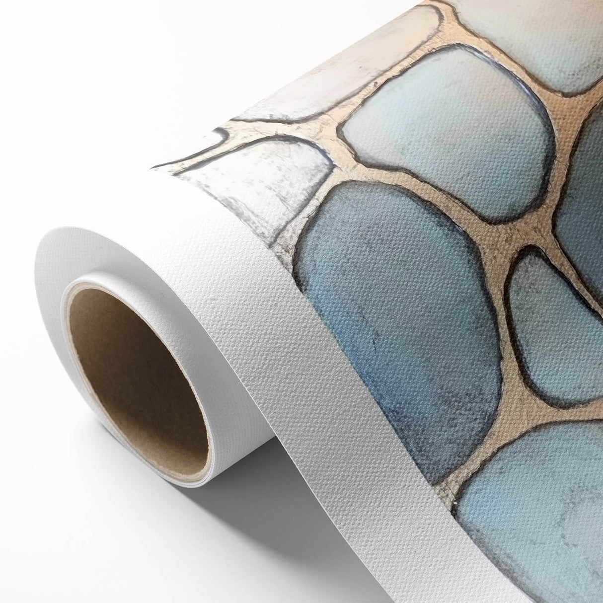 Abstract geometric design on rolled canvas, showcasing vibrant colors and intricate patterns. Ideal for modern home decor, thoughtfully packaged in a durable tube.