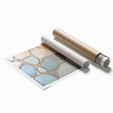 Abstract geometric rolled print showcasing vibrant colors in a modern design, elegantly packaged in a protective tube for easy transport and display. Perfect for contemporary home decor or art enthusiasts seeking unique wall art.