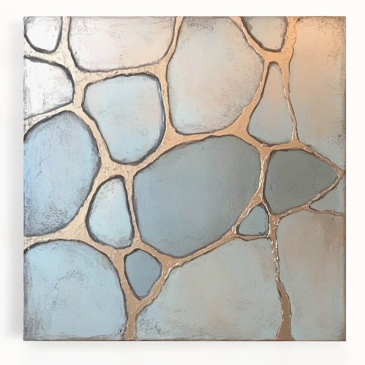 Abstract geometric stretched canvas artwork in vibrant colors, showcasing intricate shapes and patterns, perfect for modern home decor and artistic expression.