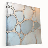 Abstract geometric wall art canvas featuring vibrant colors and intricate shapes, showcased from a side view, perfect for modern home decor. Ideal for adding a contemporary touch to any space.