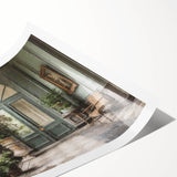 Extra large wall art featuring line art flowers on a French door design, in black and white.