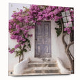 Acrylic print of a Greek door architecture in muted earth tones, suitable for dining room decor.