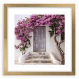 Extra large abstract art print featuring a textured depiction of a Greek door, in a gold frame, ideal for living room decor.