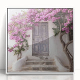 Art Deco style poster of a Greek door architecture in white framed acrylic, suitable for modern art wall decor.