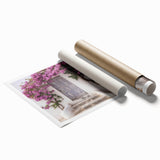 Extra large rolled print of a Greek architecture door, featuring floral accents in muted tones.