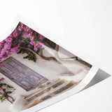 Extra large wall art featuring line art flowers and Greek architectural door in monochrome, rolled print format.