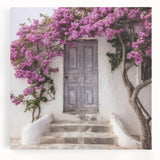Black and white photograph of a Greek architecture door on large stretched canvas, suitable for kitchen wall art.