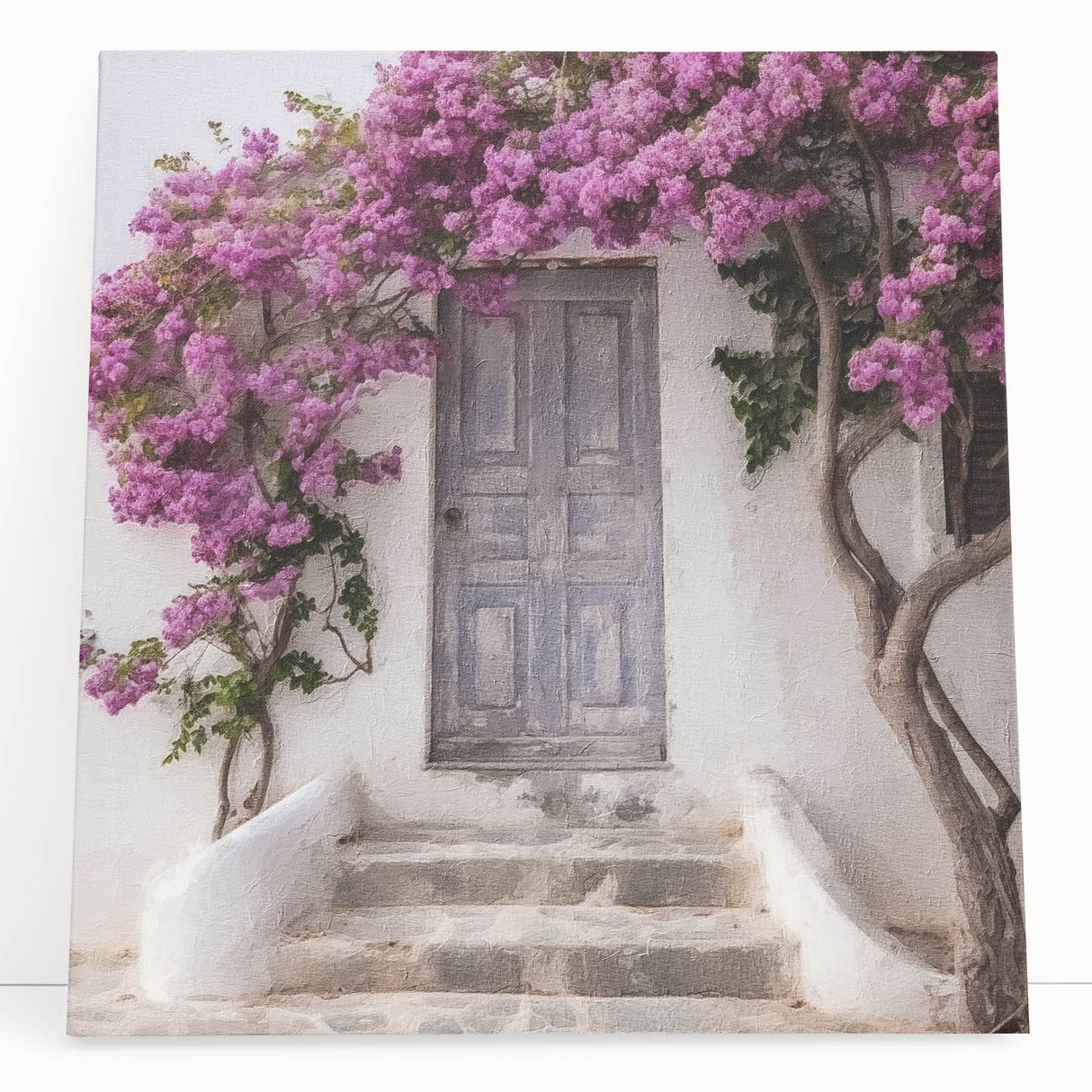 Black and white photo of a Greek architecture door on stretched canvas, suitable for kitchen or bedroom wall art.