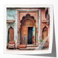 Extra large wall art featuring a detailed Indian door design in earth tones, printed on glossy photo paper.