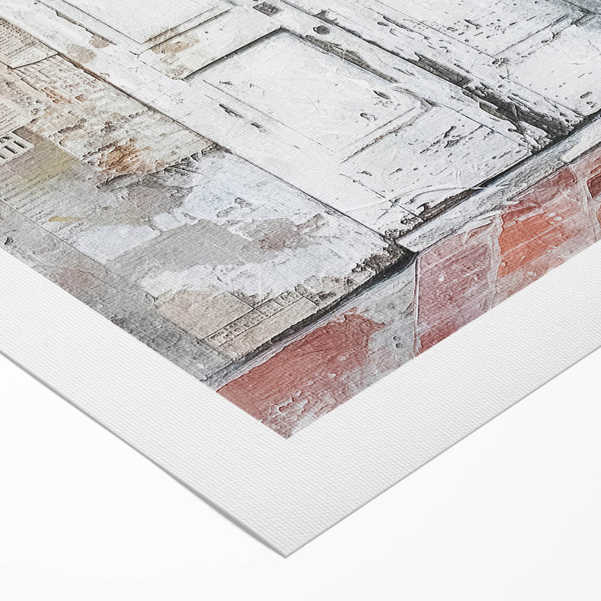 Art deco poster of a rustic Italian door, rendered in warm earth tones on rolled canvas, suitable for dining room decor.