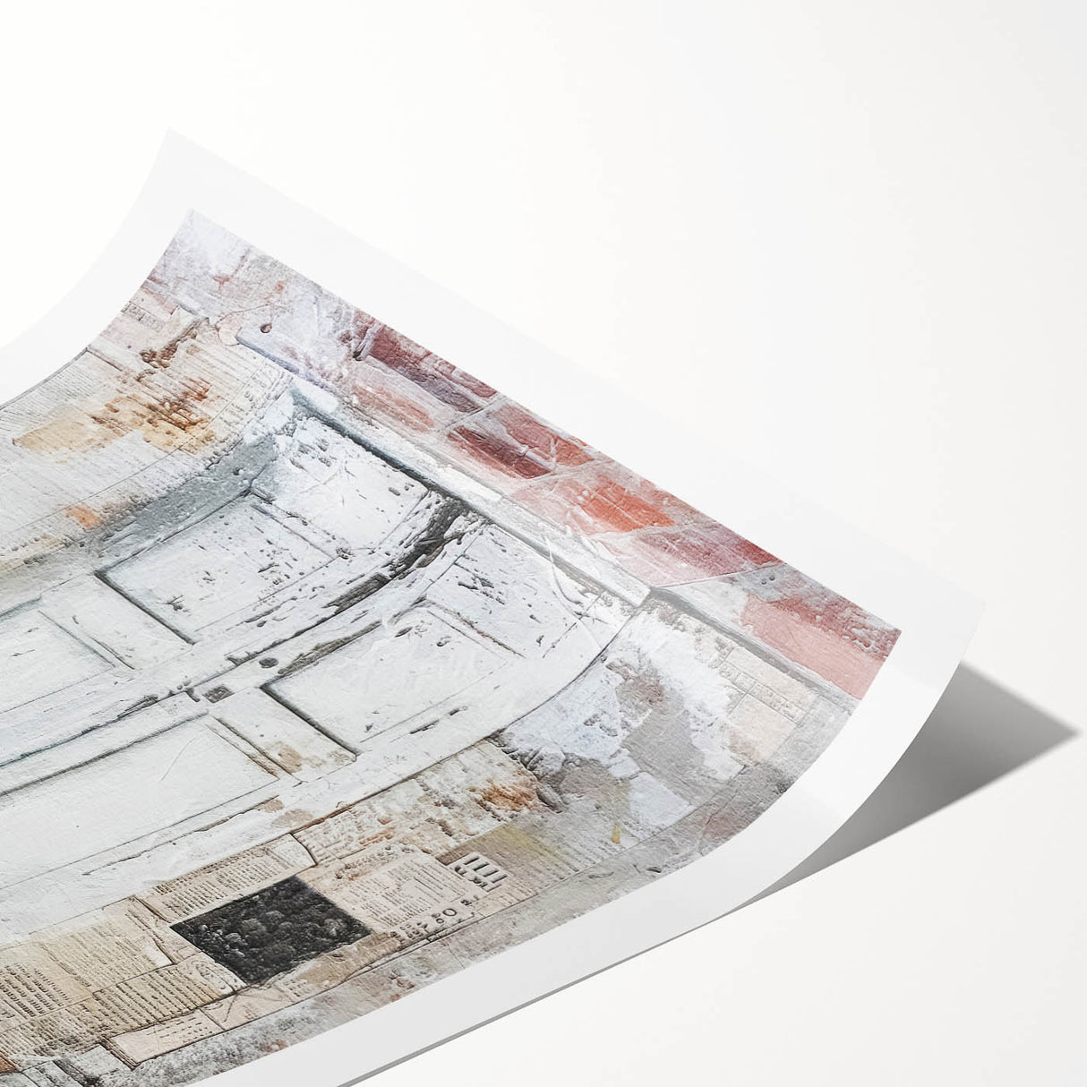 Extra large wall art featuring a rustic Italian door design, rendered in line art flowers on a rolled print.