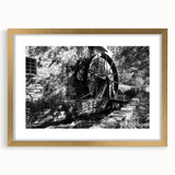 Extra large abstract art print with textured design in gold and white hues, framed, ideal for living room decor.