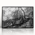 Large abstract wall art featuring geometric shapes in black and white, acrylic print in a black frame.