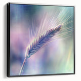 Framed canvas artwork displaying intricate floral and botanical designs, featuring a sleek black frame, ideal for enhancing modern home decor aesthetics. This side view emphasizes the detailed craftsmanship and vibrant colors of the print, perfect for art enthusiasts.