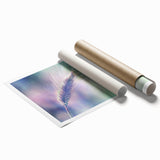 Floral and botanical rolled print showcasing vibrant green leaves and delicate pink flowers on a textured background, perfect for home decor and nature enthusiasts.