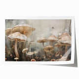 Colorful botanical wall art featuring vibrant flowers and mushrooms on a textured background, rolled and ready for display, perfect for nature-inspired decor.