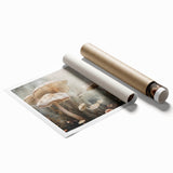 Vibrant rolled print showcasing a floral and botanical design with mushrooms, perfect for home decor. The artwork features rich colors and intricate details, ideal for nature enthusiasts.