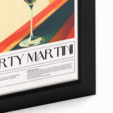 Extra large black wall art featuring colorful, textured food and drinks imagery on a framed canvas.