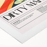 Art deco poster featuring a stylized cocktail glass in bold black and gold tones on a rolled canvas.