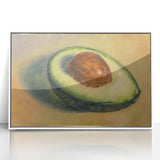 Acrylic print of modern art featuring vibrant fruits on a white background, ideal for kitchen wall decor.