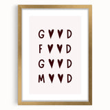 Extra large abstract art print featuring textured brush strokes in earthy tones, framed with a gold mat.