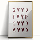 Large art print featuring a mid-century modernist food-inspired design in gold and white tones, acrylic framed.