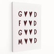 Side view of a stretched canvas featuring a colorful, abstract depiction of various foods, ideal for kitchen wall art.