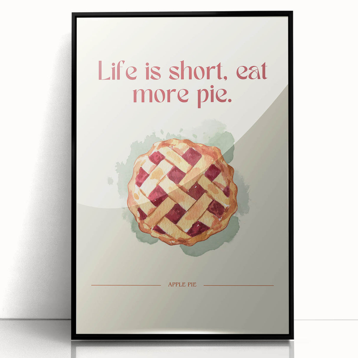 Large abstract wall art featuring assorted pastries in muted colors on a framed acrylic print, suitable for kitchen decor.