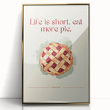 Large art print of assorted pastries in muted gold tones, framed in acrylic, suitable for modern kitchen decor.