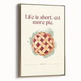 Framed canvas featuring vintage poster art of pastries in muted gold and black, ideal for bedroom wall decor.