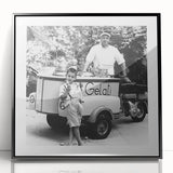 Large abstract wall art featuring a mid-century modernist design in muted earth tones, framed in black acrylic.