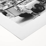 Art deco poster featuring a stylized dinner scene in monochrome, printed on rolled canvas, suitable for dining room wall art.