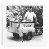 Black and white stretched canvas depicting a bustling market scene, ideal for kitchen wall art.