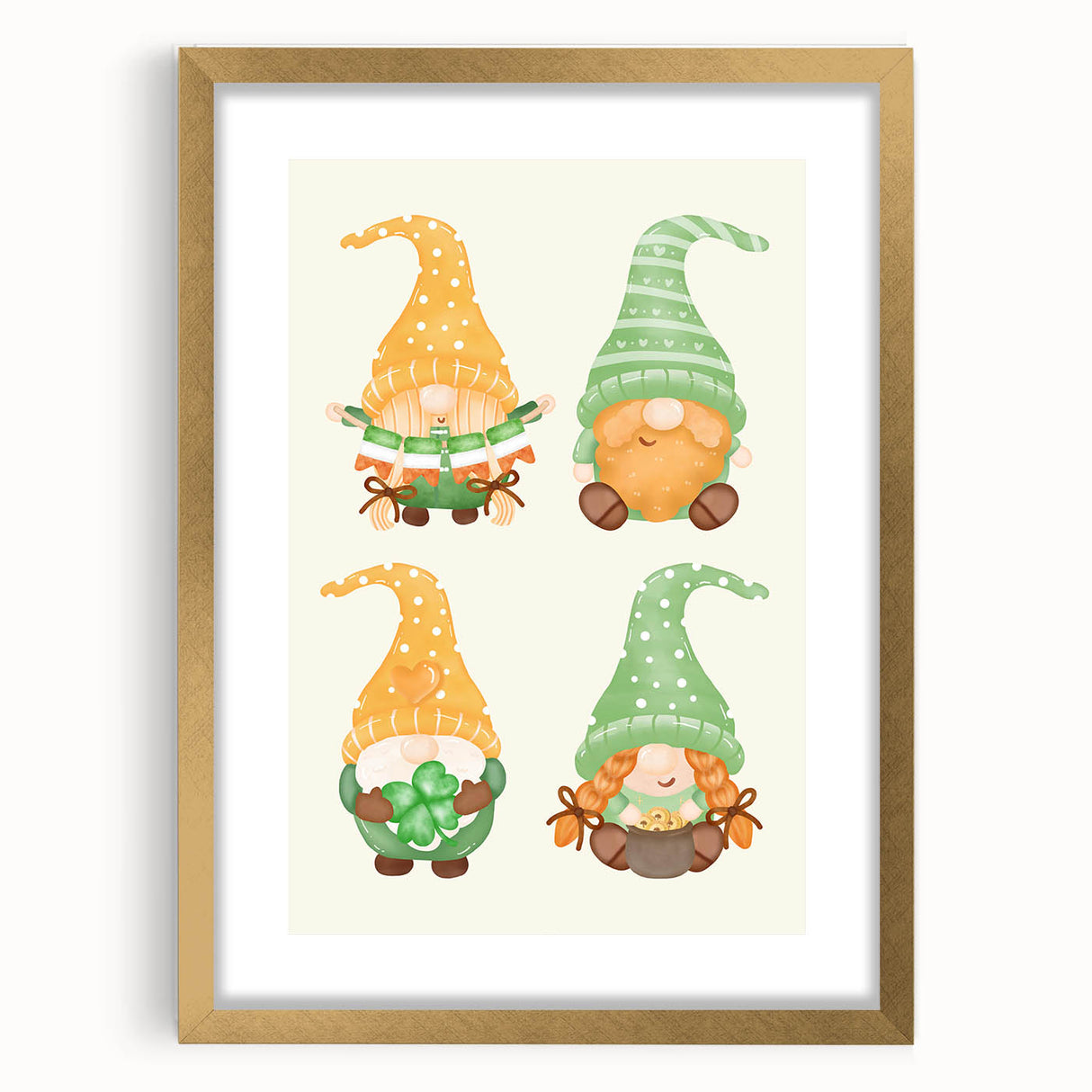 St. Patrick’s Day Gnome Wall Art – Irish Leprechaun Print Decor