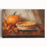 Autumn Pumpkin & Pie - Thanksgiving Wall Decor Canvas