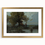 A Bushy Tree by the Lake - Impressionist Landscape by Lajos Csordák