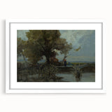 A Bushy Tree by the Lake - Impressionist Landscape by Lajos Csordák