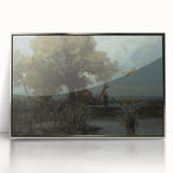 A Bushy Tree by the Lake - Impressionist Landscape by Lajos Csordák