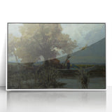 A Bushy Tree by the Lake - Impressionist Landscape by Lajos Csordák