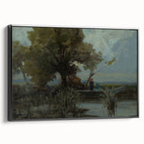 A Bushy Tree by the Lake - Impressionist Landscape by Lajos Csordák