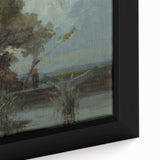 A Bushy Tree by the Lake - Impressionist Landscape by Lajos Csordák