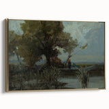 A Bushy Tree by the Lake - Impressionist Landscape by Lajos Csordák